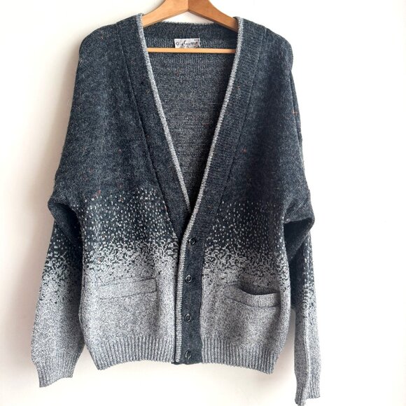 Guy Laurent Uomo Grey Ombre V Neck Cardigan M - Picture 3 of 6